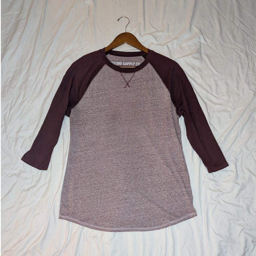 Mossimo Supply Co 3/4 Sleeve Raglan Baseball Shirt Burgundy Men's Medium